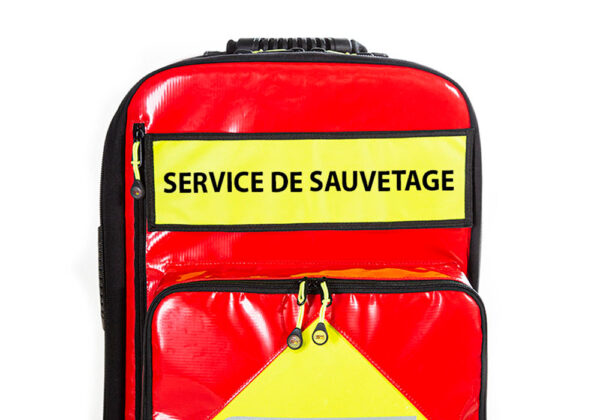 Etiquette "SERVICE DE SAUVETAGE" pour sac à dos d'urgence